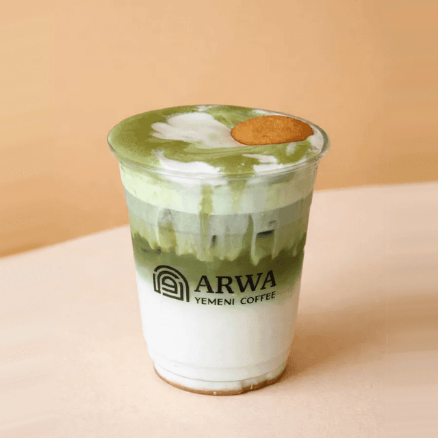 An Arwa banana matcha finished with cold foam